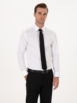 Cacharel White Slim Fit %100 Cotton Classic Shirt