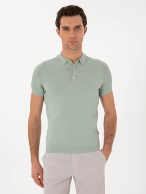 Cacharel Mint Slim Fit Polo Collar Knit T-Shirt