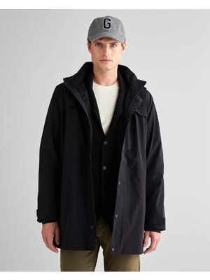 Gant Men's Black Standard Fit Hooded Coat