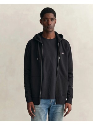Gant Men's Black Regular Fit Zip Sweatshirt