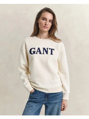 Gant Women's Cream Relaxed Fit Crew Neck Sweatshirt