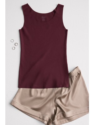 Intimissimi Raw Edge Crew Neck Cotton Tank Top