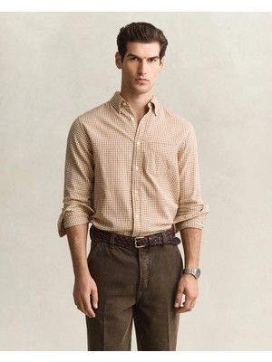 Gant Men's Brown Checked %100 Cotton Shirt