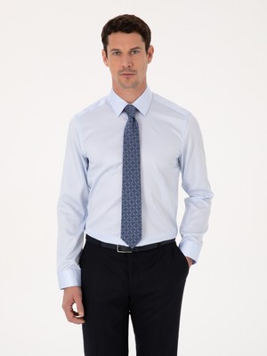 Cacharel Light Blue Slim Fit 100% Cotton Non-Iron Easy-Iron Classic Shirt
