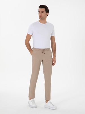 Cacharel Mink Slim Fit Drawstring Waist Stretch Classic Trousers