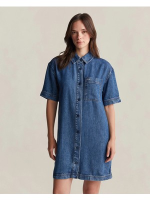 Gant Women's Blue Button-Down Collar Dress