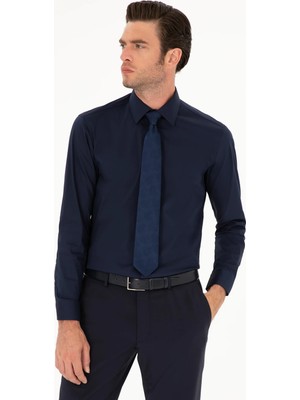 Cacharel Navy Slim Fit Cotton Blend Shirt