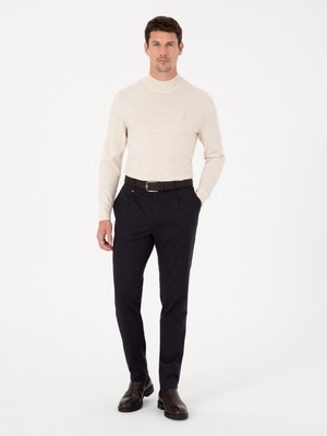Cacharel Navy Carrot Fit Canvas Trousers