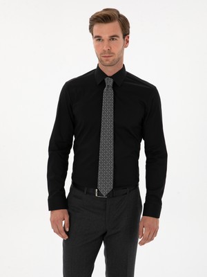 Cacharel Black Slim Fit Cotton Blend Shirt