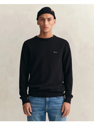 Gant Men's Black Regular Fit Crew Neck Sweater