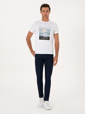 Cacharel Navy Slim Fit Cotton Blend Jeans