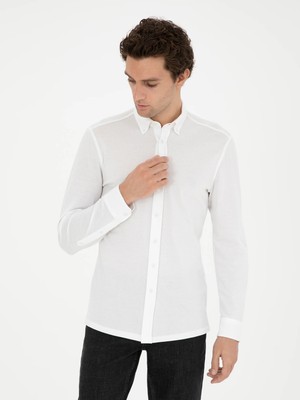 Cacharel White Slim Fit Cotton Blend Shirt
