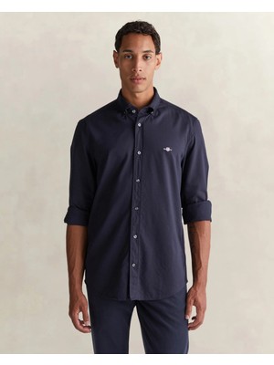 Gant Men's Navy Button-Down Collar Logo Shirt