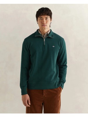Gant Men's Green Regular Fit Half-Zip Sweatshirt
