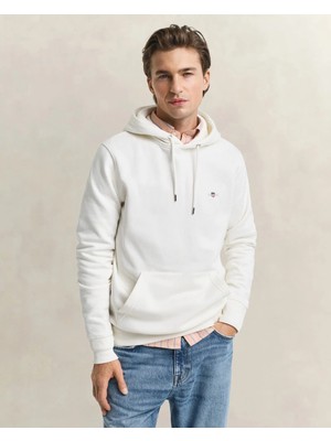 Gant Men's Cream Regular Fit Hooded Sweatshirt