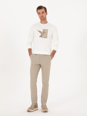 Cacharel Beige Slim Fit Wool Blend Canvas Trousers