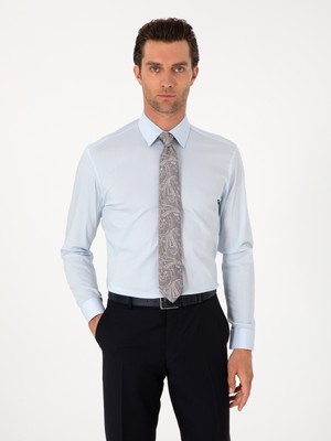 Cacharel Light Blue Slim Fit Non-Iron Cotton Blend Classic Shirt