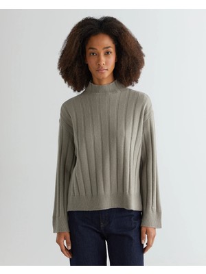 Gant Women's Grey Relaxed Fit Mock Neck Sweater