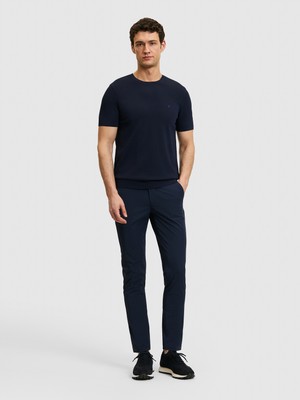 Cacharel Navy Slim Fit Elastic Waist Canvas Trousers