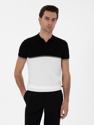 Cacharel Black Slim Fit Camp Collar Knit T-Shirt