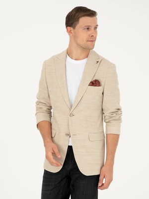 Cacharel Beige Slim Fit Wool Blend Blazer