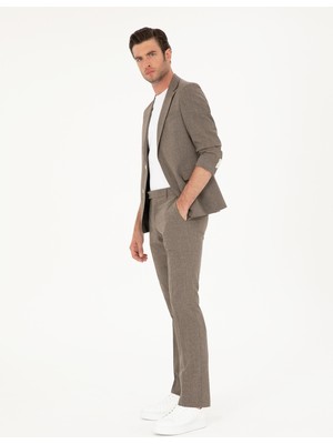 Cacharel Brown Slim Fit Wool Blend Suit