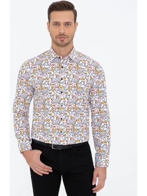 Cacharel White Slim Fit Long Sleeve Shirt