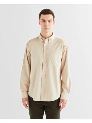 Gant Men's Beige Relaxed Fit Button-Down Collar Shirt