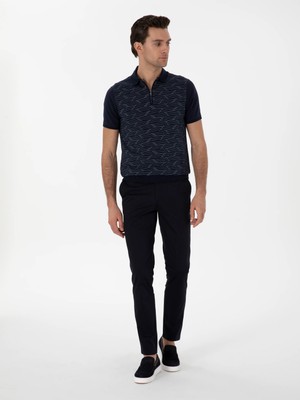 Cacharel Navy Slim Fit Cotton Blend Chino Trousers