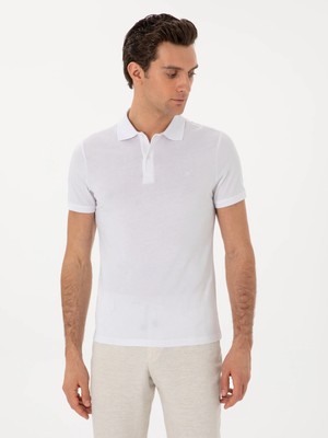 Cacharel White Slim Fit Cotton Polo Collar T-Shirt