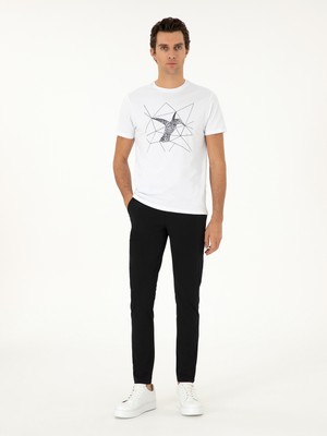 Cacharel Black Slim Fit Elastic Waist Stretch Canvas Pants