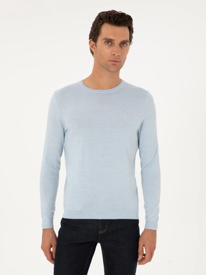 Cacharel Light Blue Slim Fit Basic Sweater