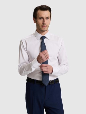 Cacharel White Slim Fit %100 Cotton Classic Collar Basic Shirt