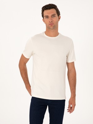 Cacharel Ecru Regular Fit Printed Crew Neck T-Shirt