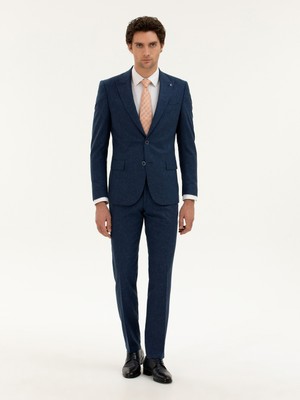 Cacharel Navy Slim Fit Linen Blend Suit