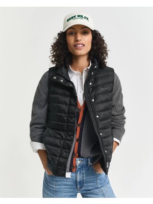Gant Women's Black Regular Fit Stand Collar Goose Down Vest