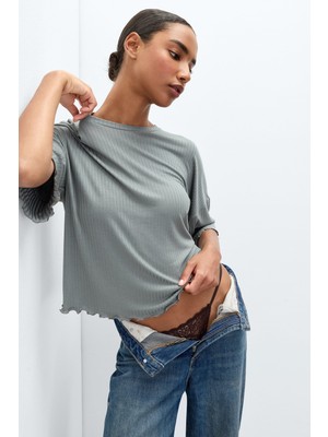 Intimissimi Soft Ribs Short Sleeve Modal Blouse