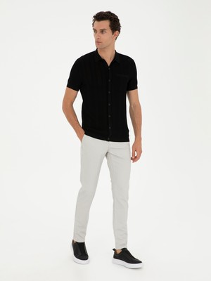Cacharel Stone Slim Fit Elastic Waist Canvas Trousers