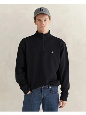 Gant Men's Black Relaxed Fit Half-Zip Sweatshirt