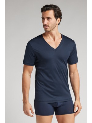 Intimissimi Mercerized Cotton V-Neck T-Shirt Filo Premium