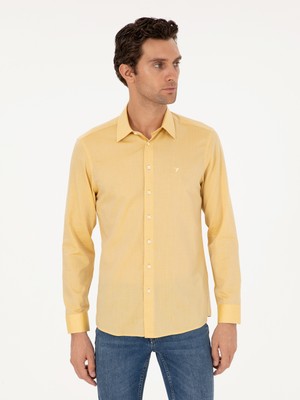 Cacharel Yellow Slim Fit Cashmere Blend Oxford Shirt