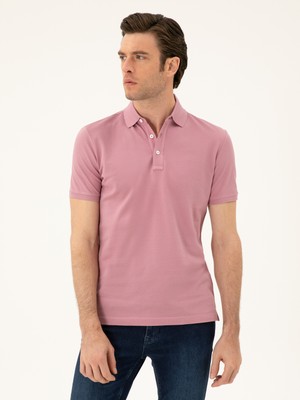 Cacharel Dusty Rose Slim Fit Polo Collar Mercerized T-Shirt