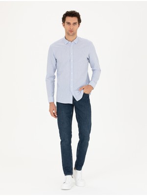 Cacharel Dark Blue Slim Fit Cotton Blend Jeans