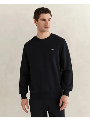 Gant Men's Black Regular Fit Crew Neck Sweatshirt