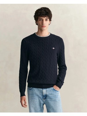 Gant Men's Navy Regular Fit Crew Neck Knit Sweater