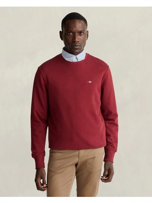 Gant Men's Burgundy Regular Fit Crew Neck Sweatshirt