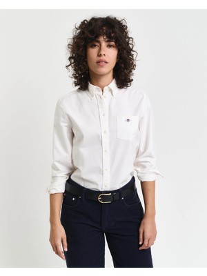 Gant Women's White Regular Fit Button-Down Collar Oxford Shirt