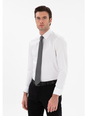 Cacharel White Slim Fit Classic Collar Basic Shirt
