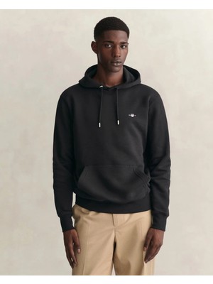 Gant Men's Black Regular Fit Hooded Sweatshirt