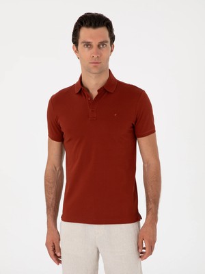 Cacharel Brick Slim Fit Polo Collar Cotton Basic T-Shirt